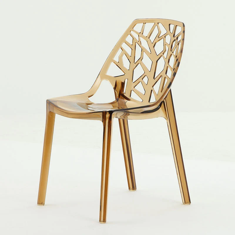 Contemporary Nordic Curved Plastic Dining Chair Openwork Backrest For Dining Room