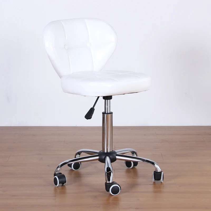 Contemporary Nordic Square PU Leather Plywood Steel Swivel Desk Chair Backrest Armless For Study