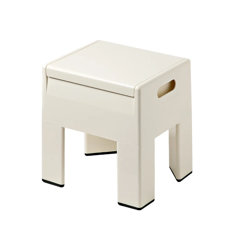 Contemporary Nordic Square Full ABS Storage Footstool Backless Armless For Living Room