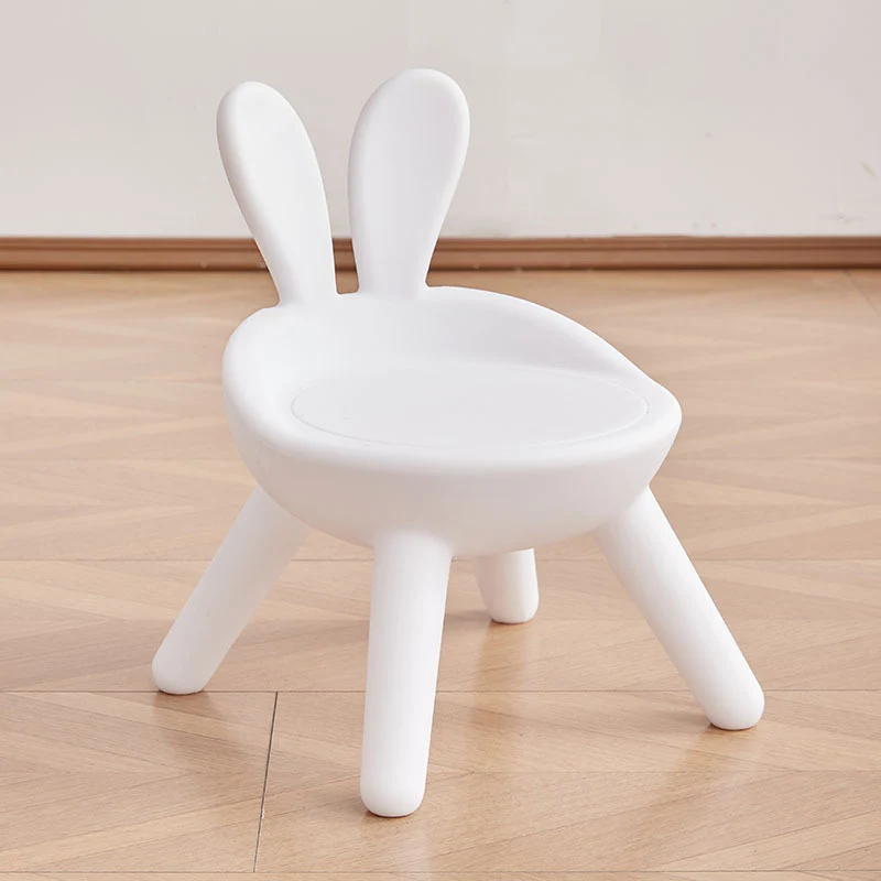 Contemporary Creative Kids PP Bunny Ear Round Footstool With Backrest For Entryway And Living Room