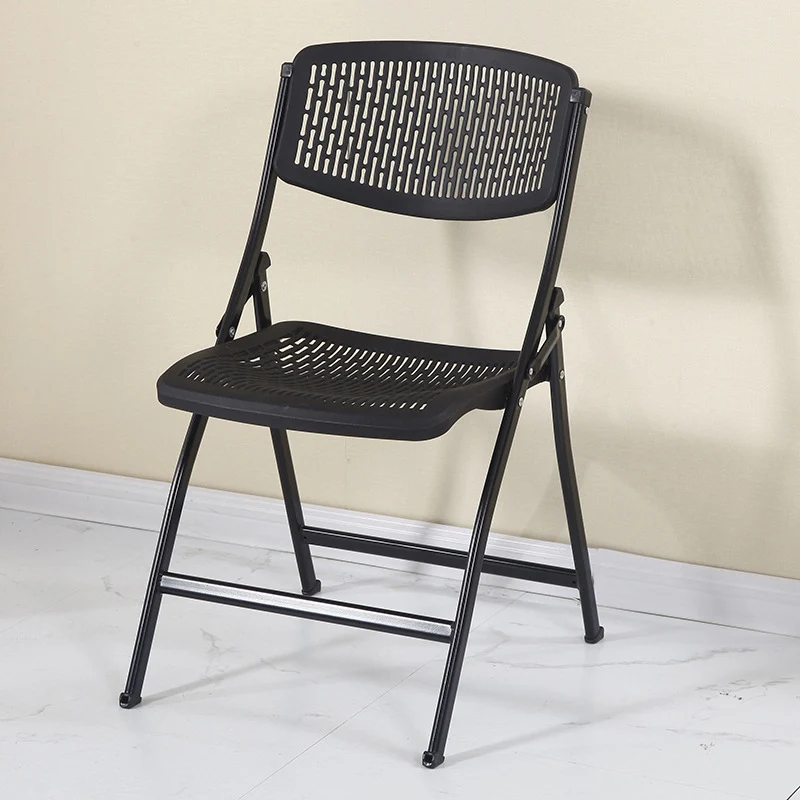 Modern Minimalist Plastic Iron Square Foldable Desk Chair With Backrest For Home Office And Study