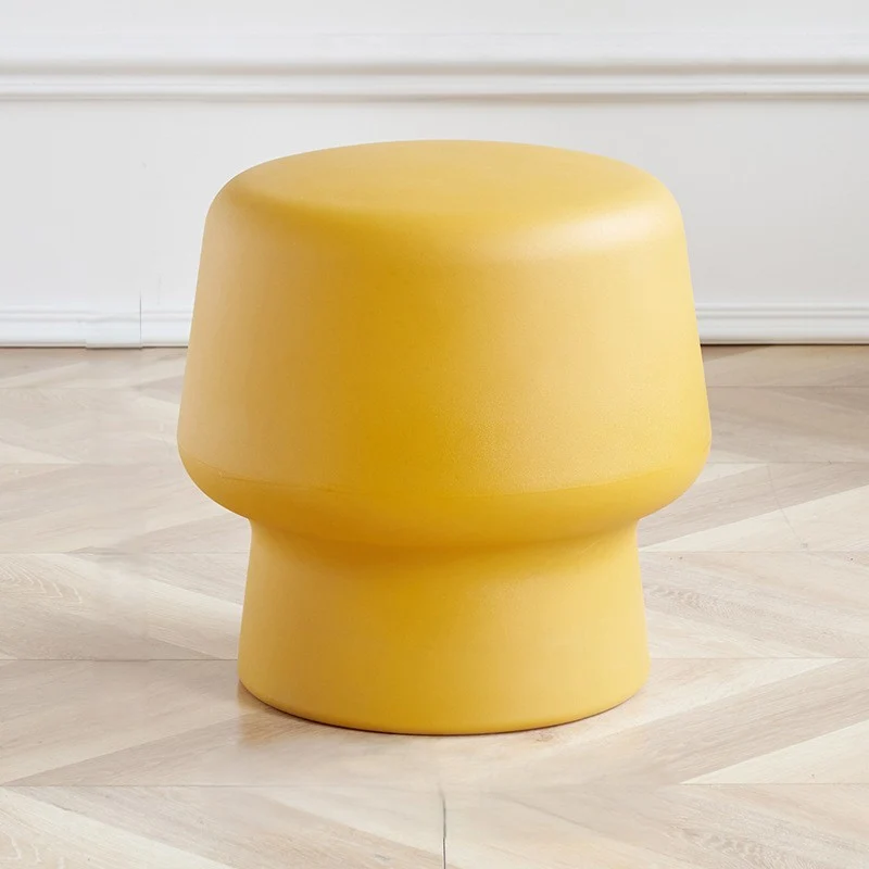 Contemporary Creative Plastic Mushroom Round Low Stool For Bedroom & Living Room Seating