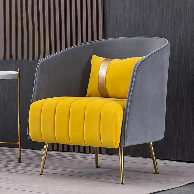 Modern Transitional Oval Iron Velvet Plywood Chair Backrest Armrest For Living Room