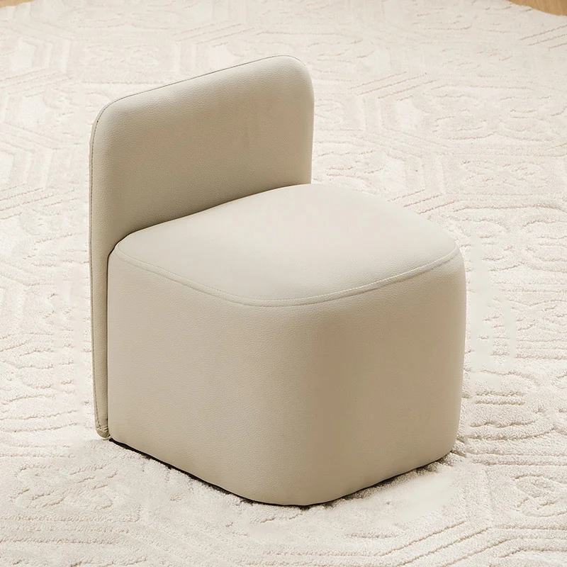 Contemporary Nordic Square Portable PU Leather Pine Sponge Low Stool Backrest Armless For Living Room