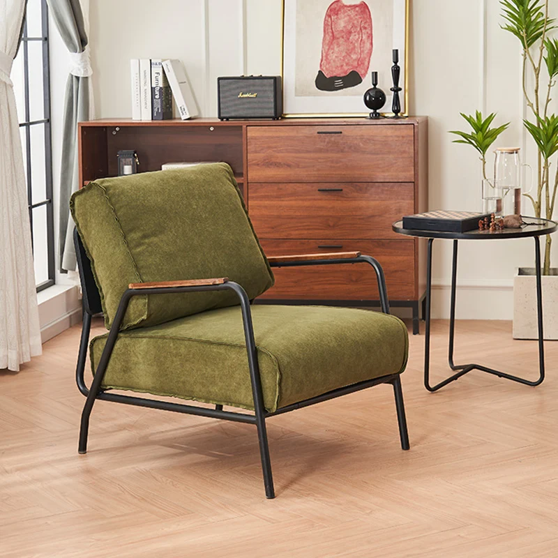 Modern Minimalist Square Fabric Eucalyptus Wood Carbon Steel Accent Chair With Ergonomic Design For Living Room
