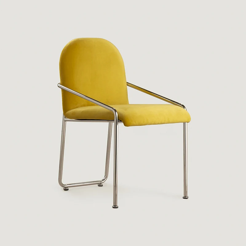 Contemporary Nordic Curved Sherpa Fabric Upholstered Stainless Steel Legs Dining Chair Backrest For Dining Room