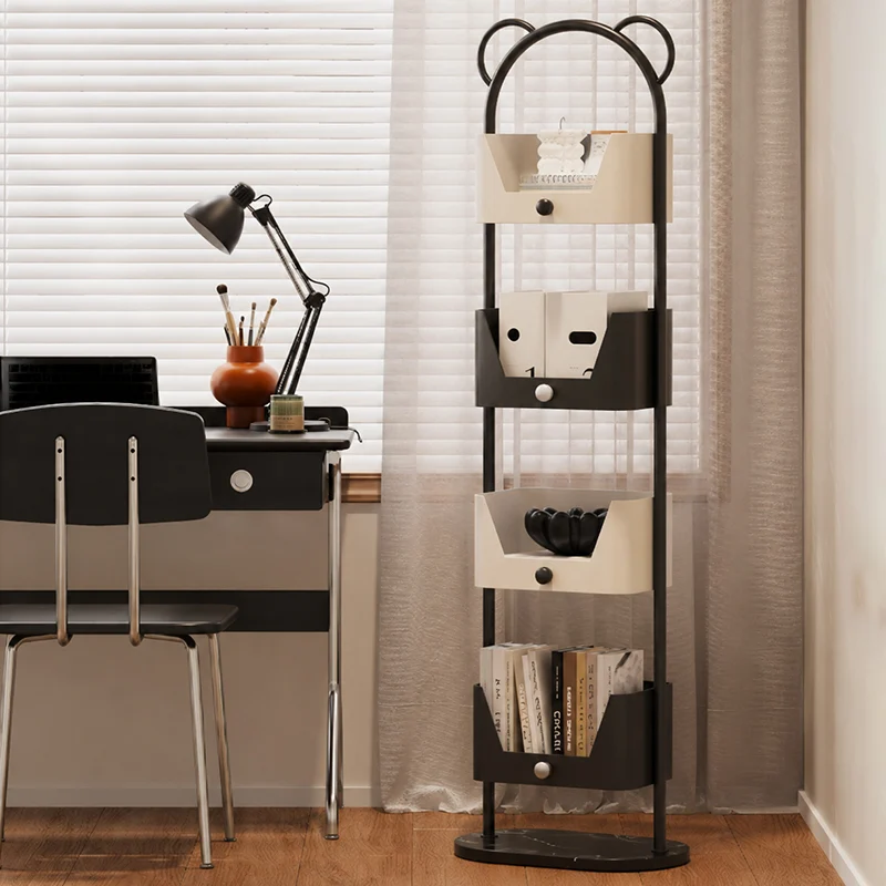 Modern Minimalist Arch-Shaped Iron Marble Storage Shelf 4-Tier For Living Room