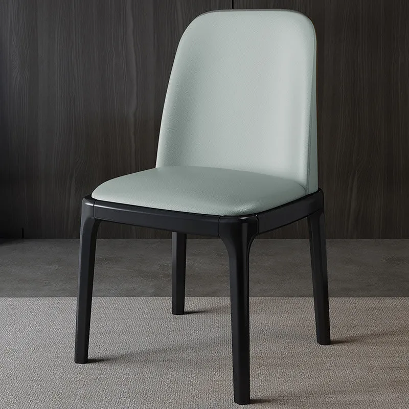 Contemporary Nordic Rectangular Silicone Leather Solid Wood Dining Chair Backrest Armless For Dining Room & Kitchen