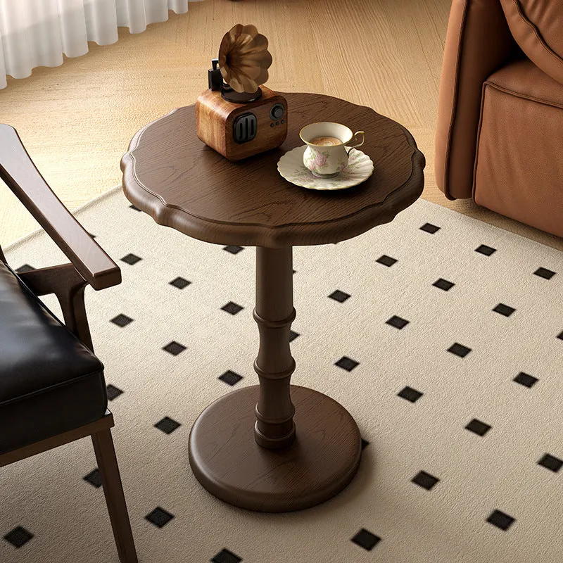 Traditional Chinese Solid Wood Round Cylindrical End Table 1-Tier For Living Room
