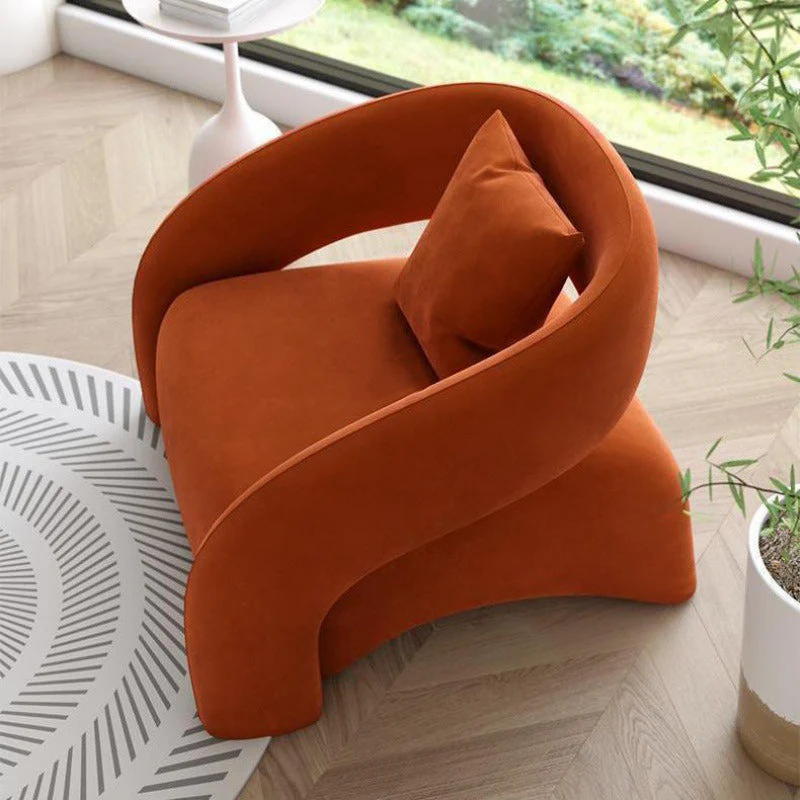 Modern Luxury Curved Square Leather Sherpa Fabric Wood Accent Chair Backrest Arm For Living Room