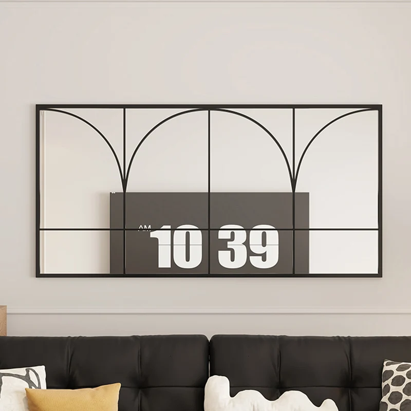 Traditional French Rectangular Iron Tempered Glass Decorative Wall Mirror For Living Room