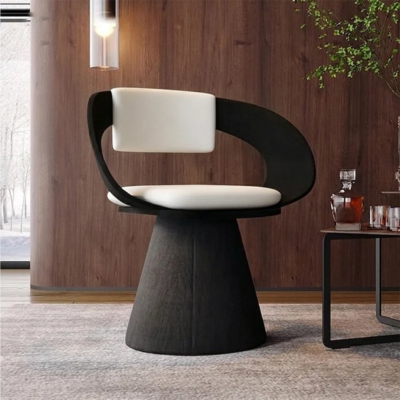 Contemporary Nordic Square Rectangular Velvet Pine Wood Swivel Dining Chair Backrest Armless For Dining Room & Kitchen