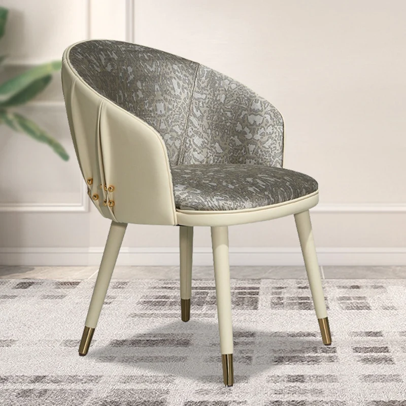 Modern Minimalist Curved Solid Wood Fabric Microfiber Leather Sponge Vanity Stool Backrest Armrest For Bedroom