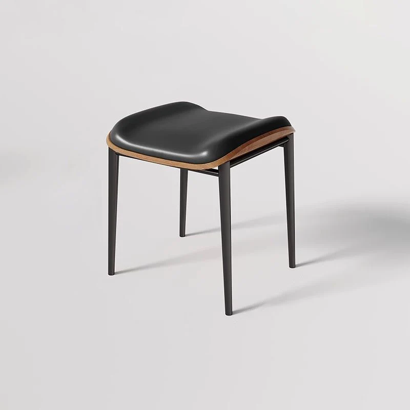 Contemporary Scandinavian Rectangular Cat Scratching Leather Microfiber Leather Carbon Steel Dining Chair Backless Armless For Dining Room