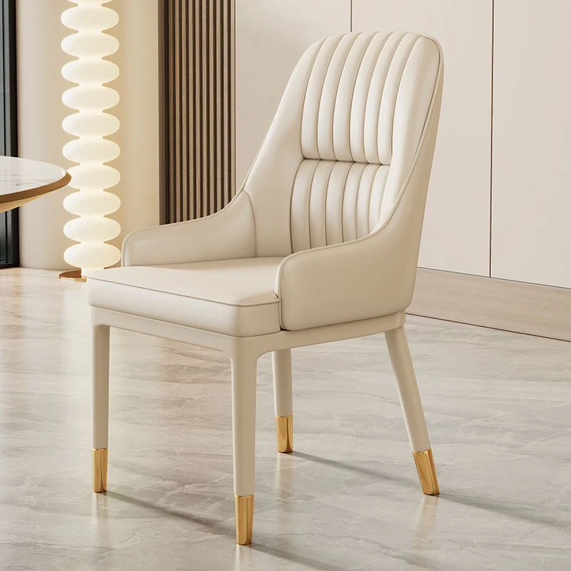 Contemporary Luxury Rectangular Curved Silicone Leather Ash Wood Carbon Steel Dining Chair Backrest Armless For Dining Room & Kitchen
