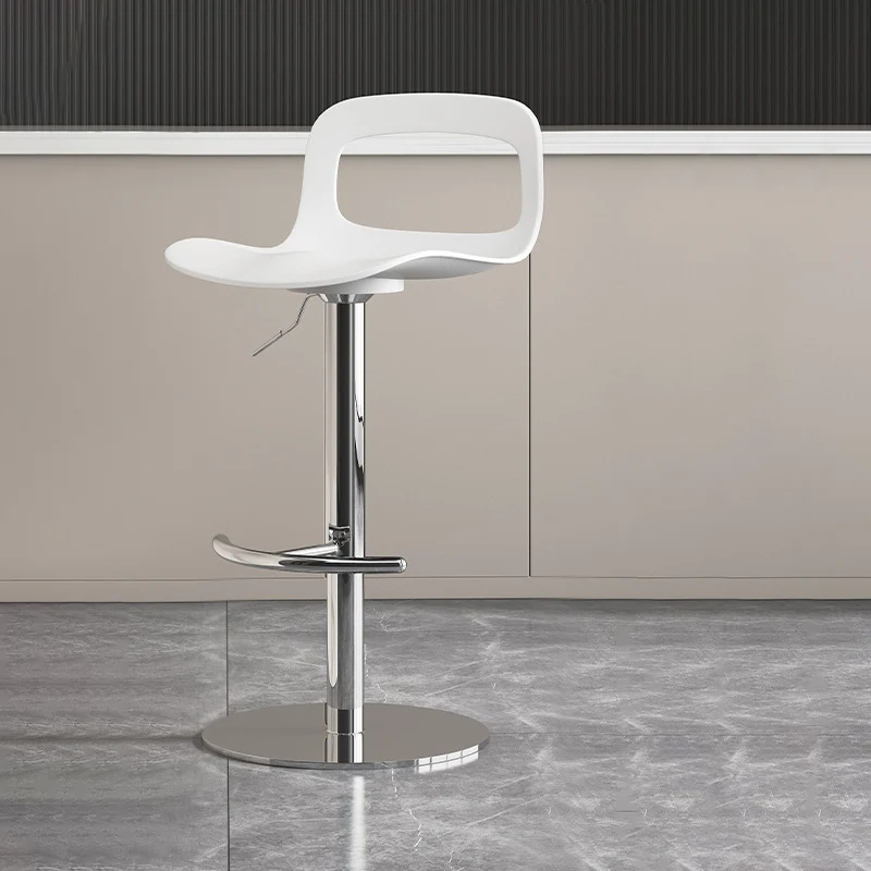 Modern Minimalist Square Rectangular PP Stainless Steel Swivel Height-adjustable Bar Stool Backrest Armless For Dining Room & Kitchen
