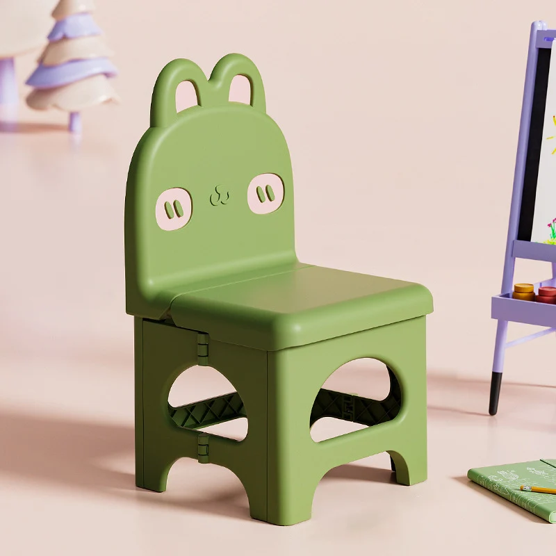 Contemporary Creative Curved Rabbit Design PP Kids Foldable Dining Chair Backrest Armless For Dining Room & Kitchen