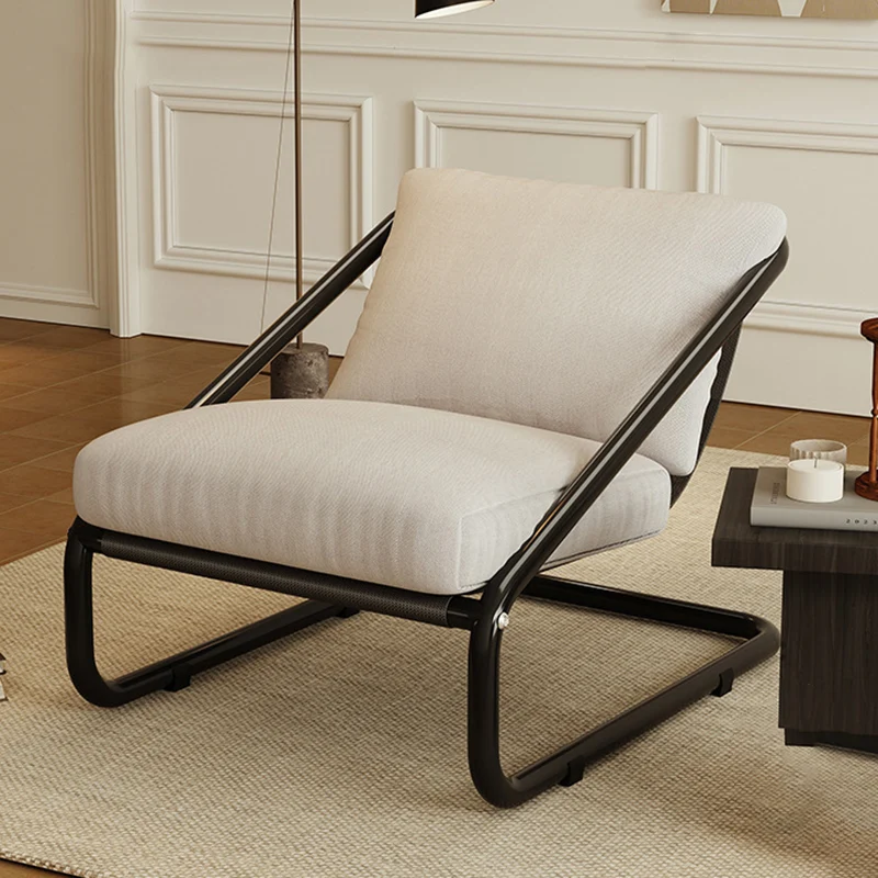 Modern Minimalist Square Rectangular Cotton Carbon Steel Removable Accent Chair Backrest Armless For Living Room