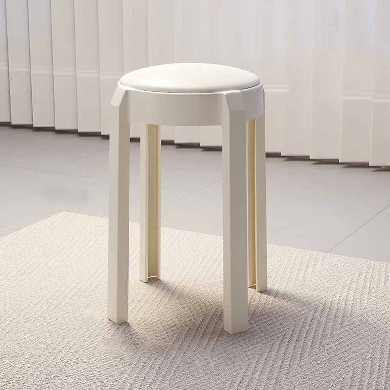 Modern Minimalist Round PU Leather PP Stackable Low Stool For Living Room