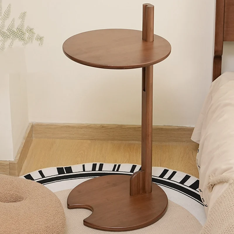 Modern Minimalist Crescent Shape Bamboo Adjustable End Table 1-Tier For Living Room & Bedroom