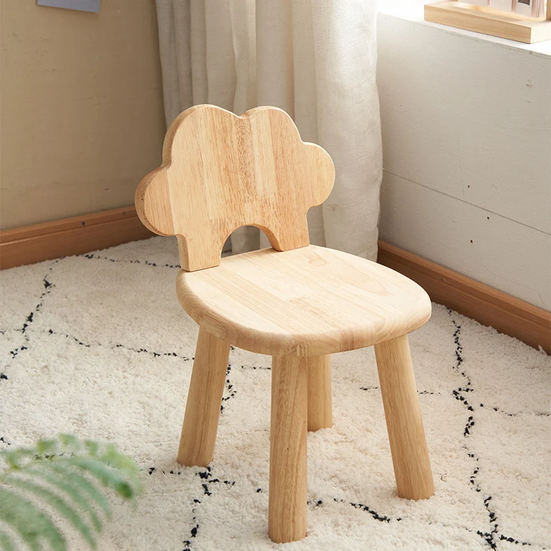 Contemporary Creative Cylindrical Cloud-Shaped Kids Rubberwood Multi-layer Plywood Low Stool Backrest Armless For Living Room