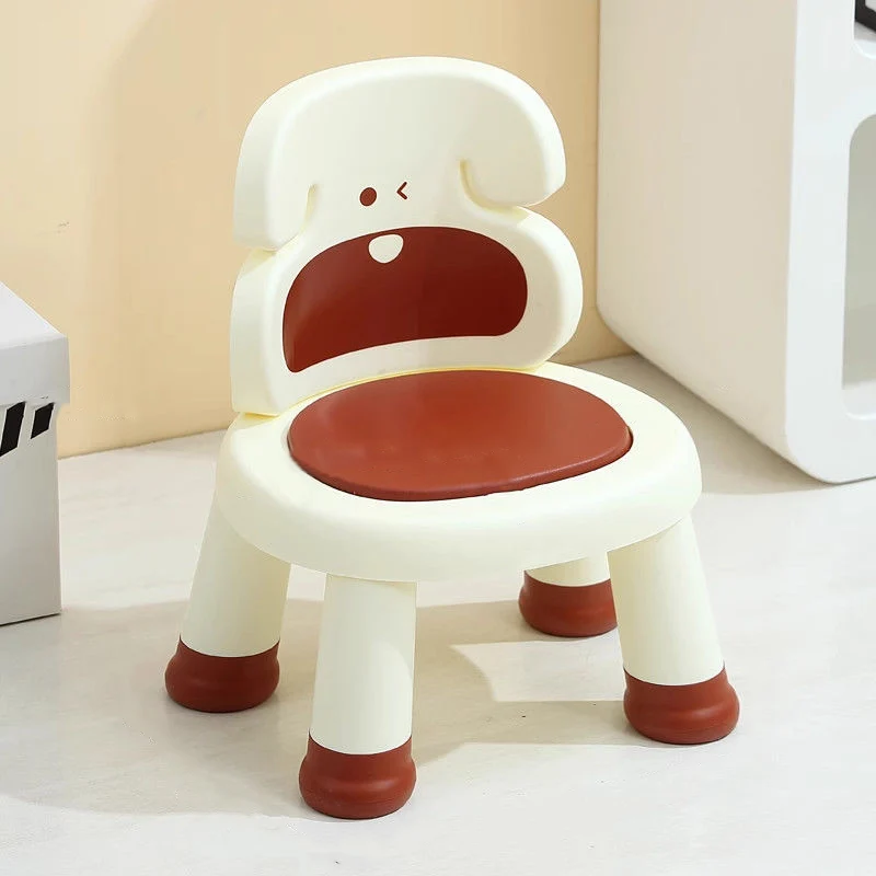 Modern Art Deco Cartoon Dog-Shaped PP Plastic Kids Low Stool Backrest Armless For Living Room