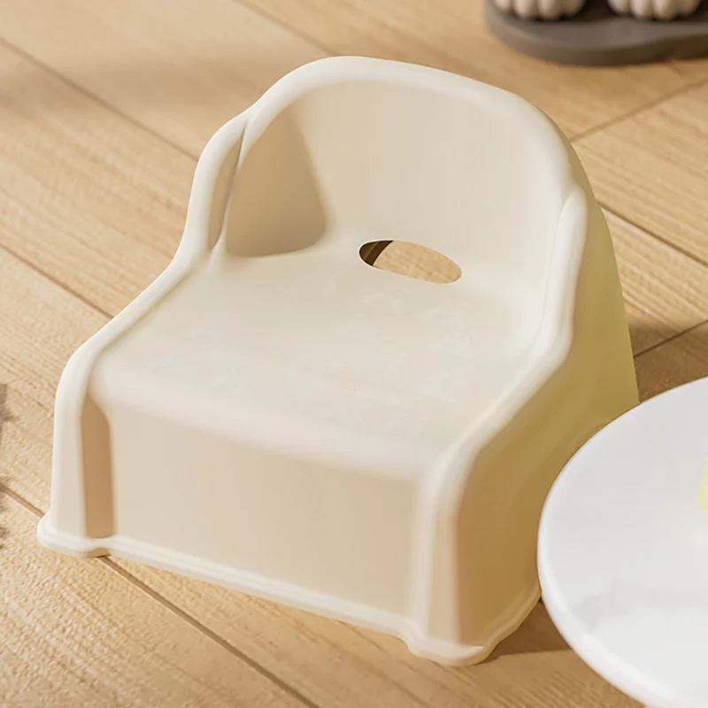 Modern Minimalist Kids Curved PP PVC Low Stool Backrest Armless For Living Room