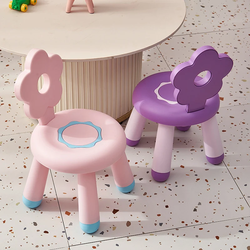 Contemporary Creative Kids Flower-Shaped PP Low Stool Backrest Armless For Living Room