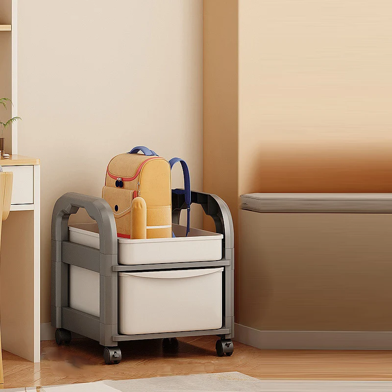 Modern Minimalist Plastic Rectangular End Table 2/3/4-Drawer Rolling Storage Cart With Swivel Wheels For Living Room