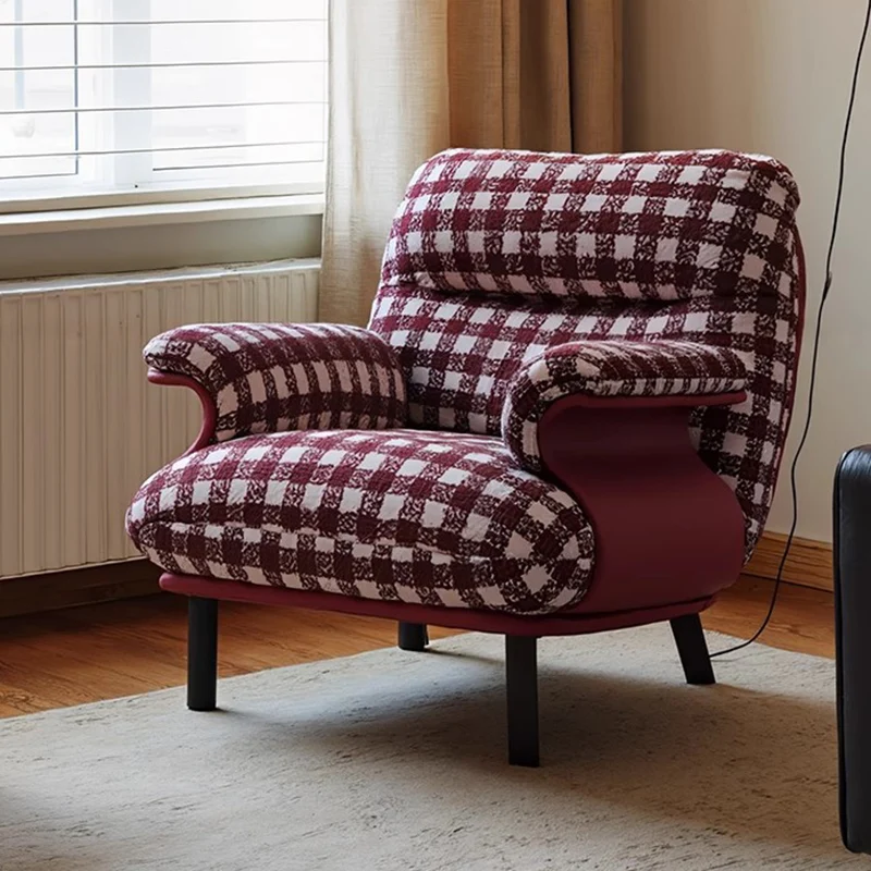 Contemporary Retro Square Rectangular Cotton-linen Carbon Steel Accent Chair Backrest Armrest For Living Room