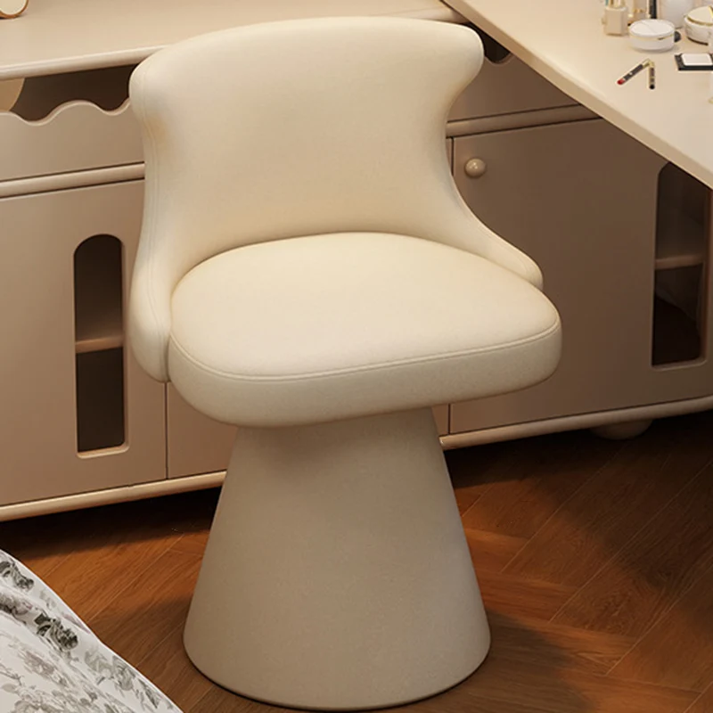 Contemporary Nordic Square Velvet Cat Scratch Leather Solid Wood Plywood Swivel Vanity Stool Backrest Armless For Bedroom