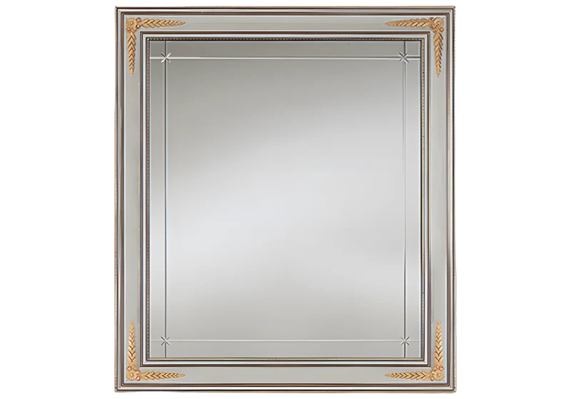 Petit miroir mural rectangulaire cadran blanc et doré - Liberty