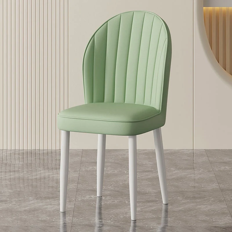 Contemporary Nordic Shell Square Oval Carbon Steel Iron Faux Leather Dining Chair Backrest For Dining Room