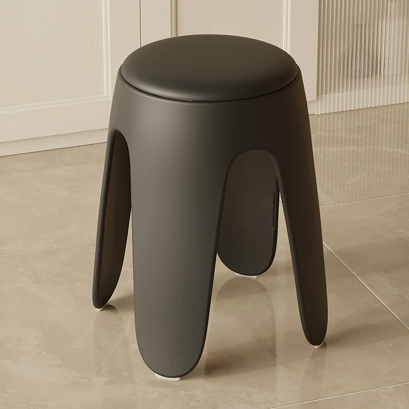 Contemporary Scandinavian Round PU Leather Upholstered Plastic Stackable Chair For Bedroom