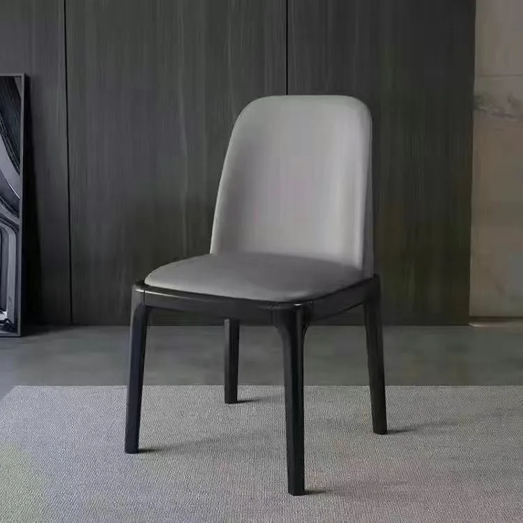 Contemporary Nordic Square Upholstered Microfiber Leather Rubberwood Dining Chair Backrest For Living Room