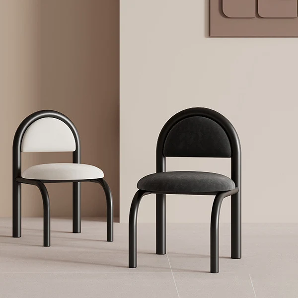 Contemporary Nordic Round Upholstered Velvet Carbon Steel Frame Dining Chair For Dining Room