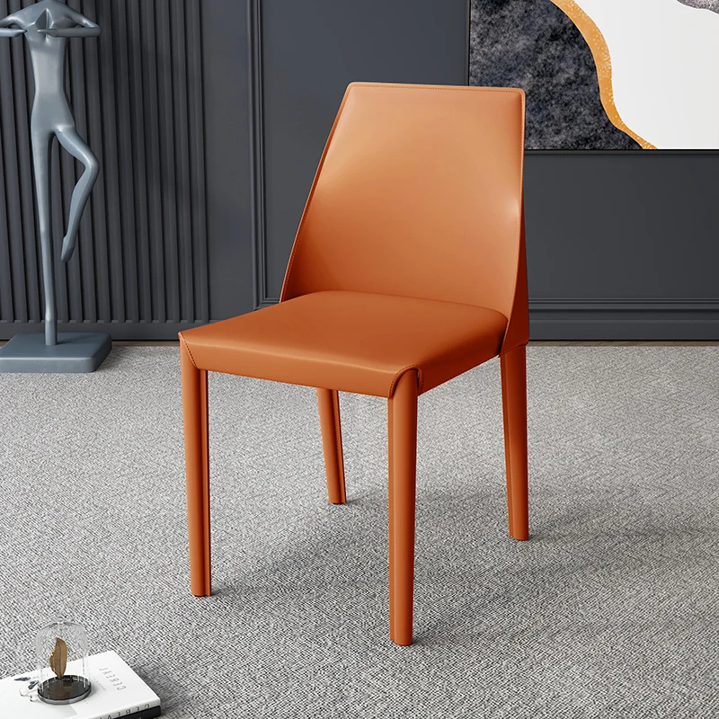 Contemporary Nordic Square Upholstered Faux Leather Carbon Steel Dining Chair Backrest For Dining Room