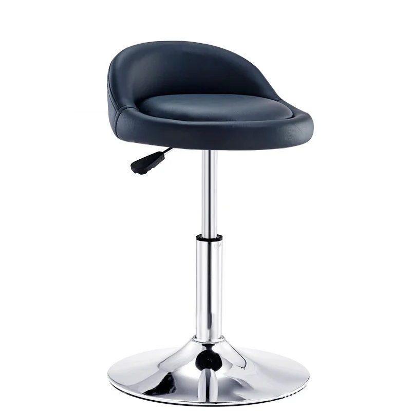 Modern Simplicity Faux Leather Metal Sponge Round Oval Bar Stool Backrest Footrest Swivel For Kitchen