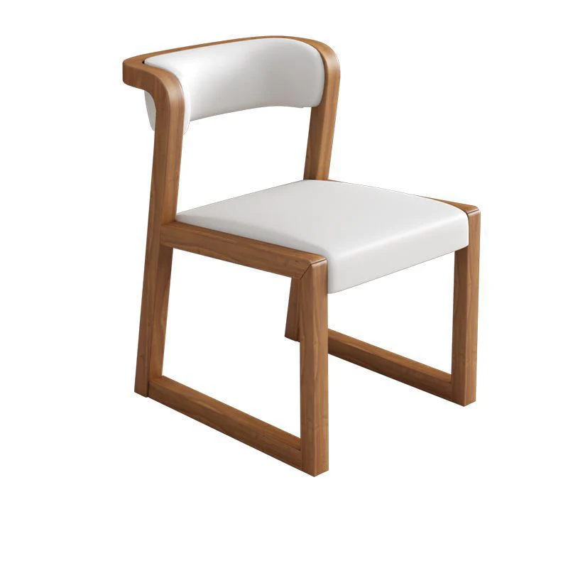 Traditional Chinese Bent Square Right Angle PU Leather Ash Wood Dining Chair Backrest For Dining Room