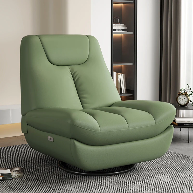 Contemporary Scandinavian Faux Leather Upholstered Carbon Steel Swivel Accent Chair Backrest For Living Room