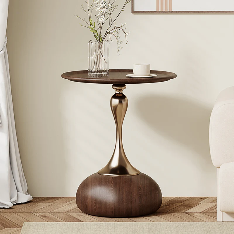 Contemporary Retro Carbon Steel Stainless Steel Round Column Bullet End Table 1-Tray For Living Room