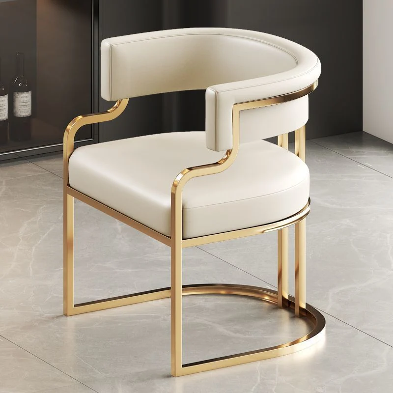 Modern Simplicity Faux Leather Metal Sponge Latex Oval Curved Accent Chair Backrest Armrest For Living Room