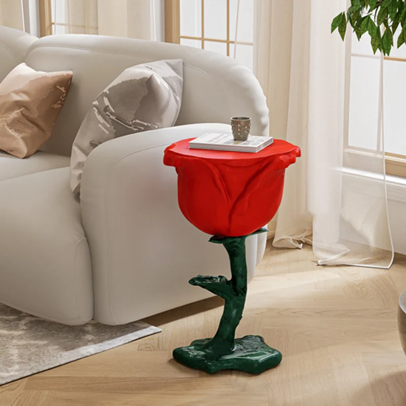 Traditional French FRP Glass Rose Round 1-Storage End Table For Living Room