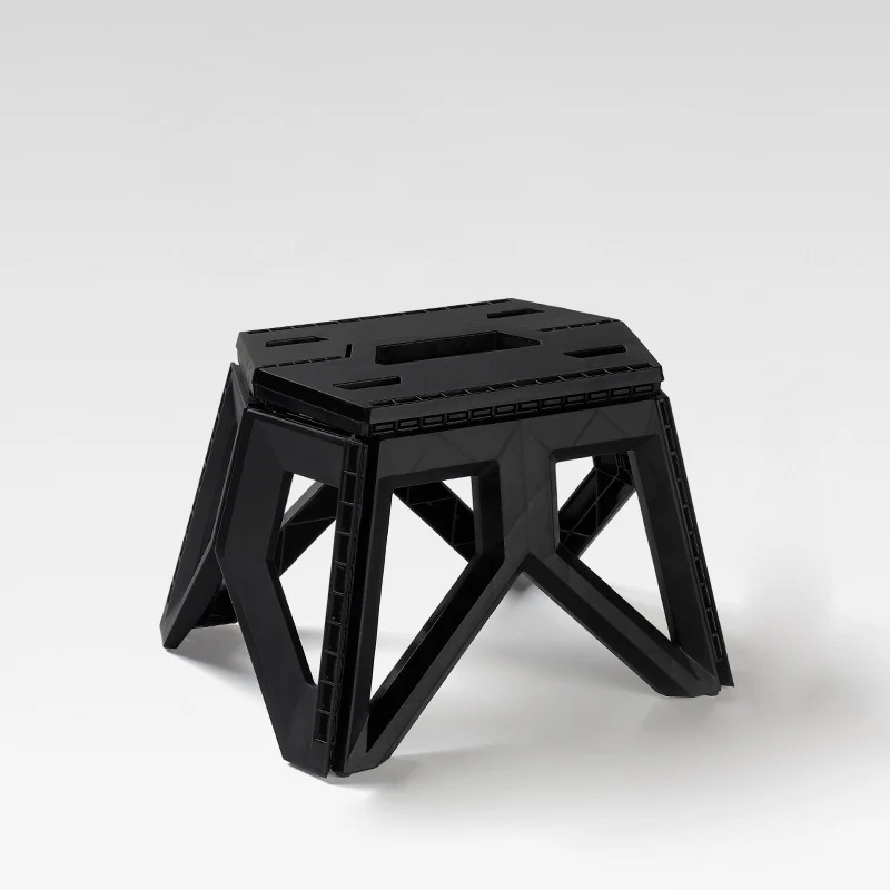 Contemporary Industrial PP Rectangular Triangle Leg Foldable Portable Low Stool Backless For Outdoor
