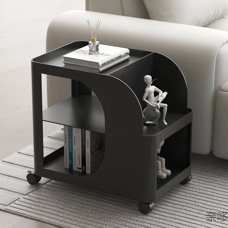 Modern Minimalist Removable Rectangular Curved Iron End Table 2-Tier For Living Room