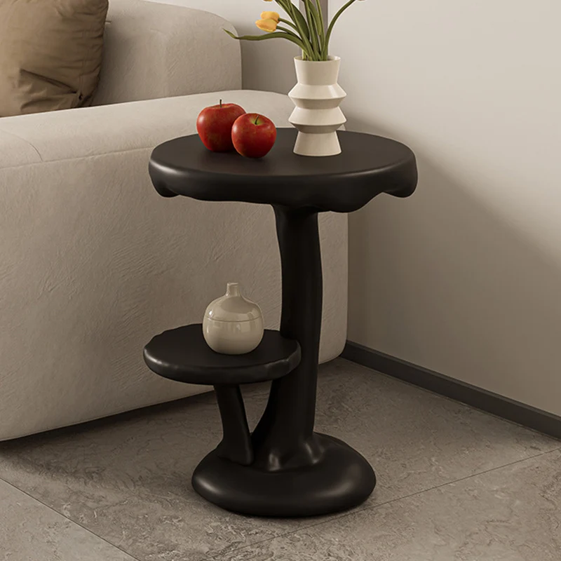 Contemporary Creative FRP Mushroom Round End Table 2-Tier For Living Room