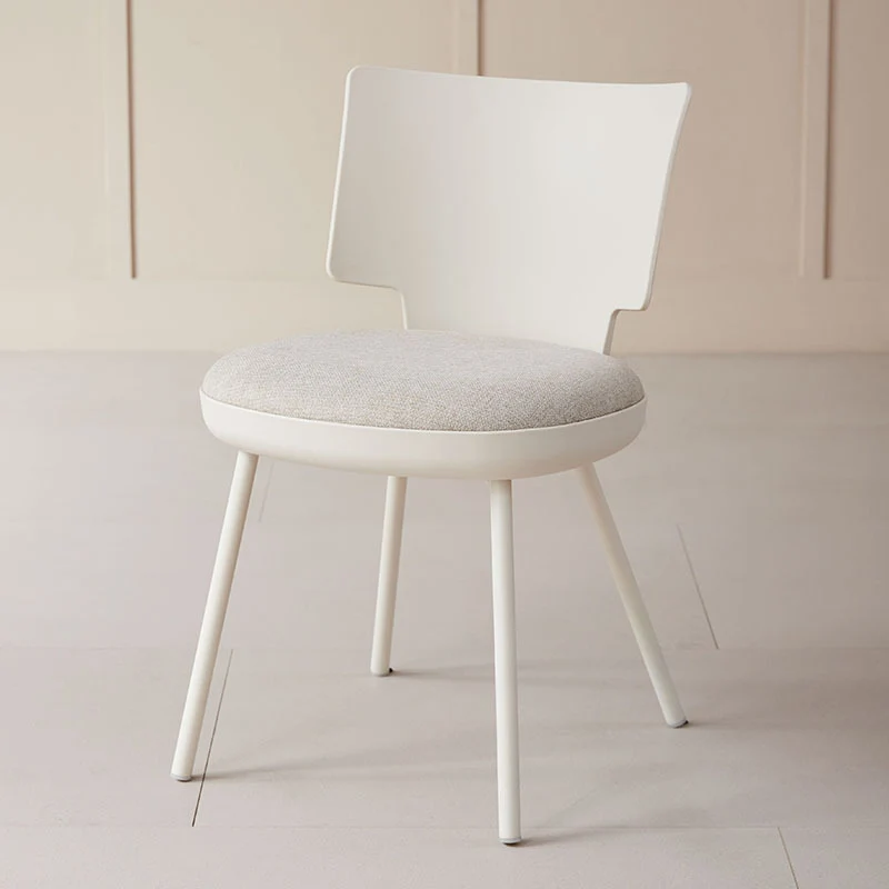 Contemporary Nordic Macaron Cotton Linen PP Dining Chair Backrest Armless For Dining Room