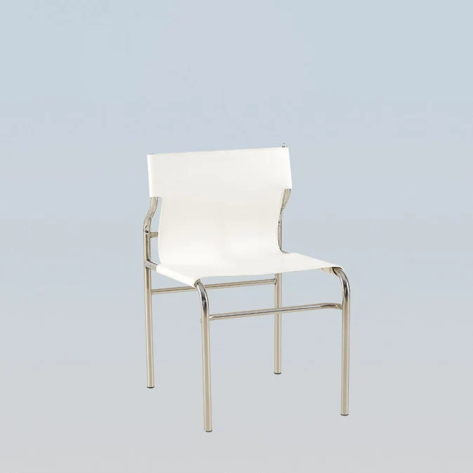 Modern Minimalist Rectangular Saddle-Style Faux Leather Stainless Steel Frame Dining Chair For Dining Room