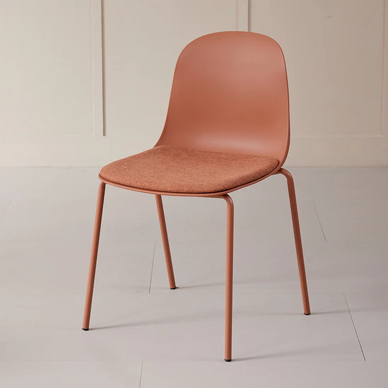 Modern Minimalist Square Plastic Linen Fabric Iron Dining Chair Backrest For Dining Room