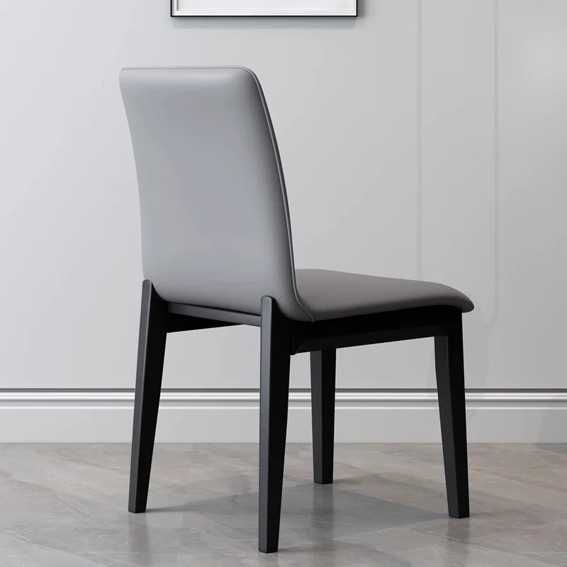 Modern Luxury Rectangle Square Synthetic Fabric Rubberwood Dining Chair Backrest Armless For Dining Room